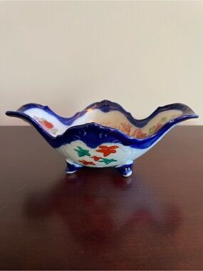 Nippon Era Hand Painted Footed Serving Dish, Vintage
